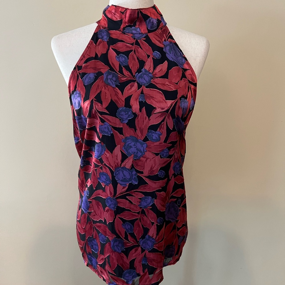 Worthington Red & Purple Floral Halter Top